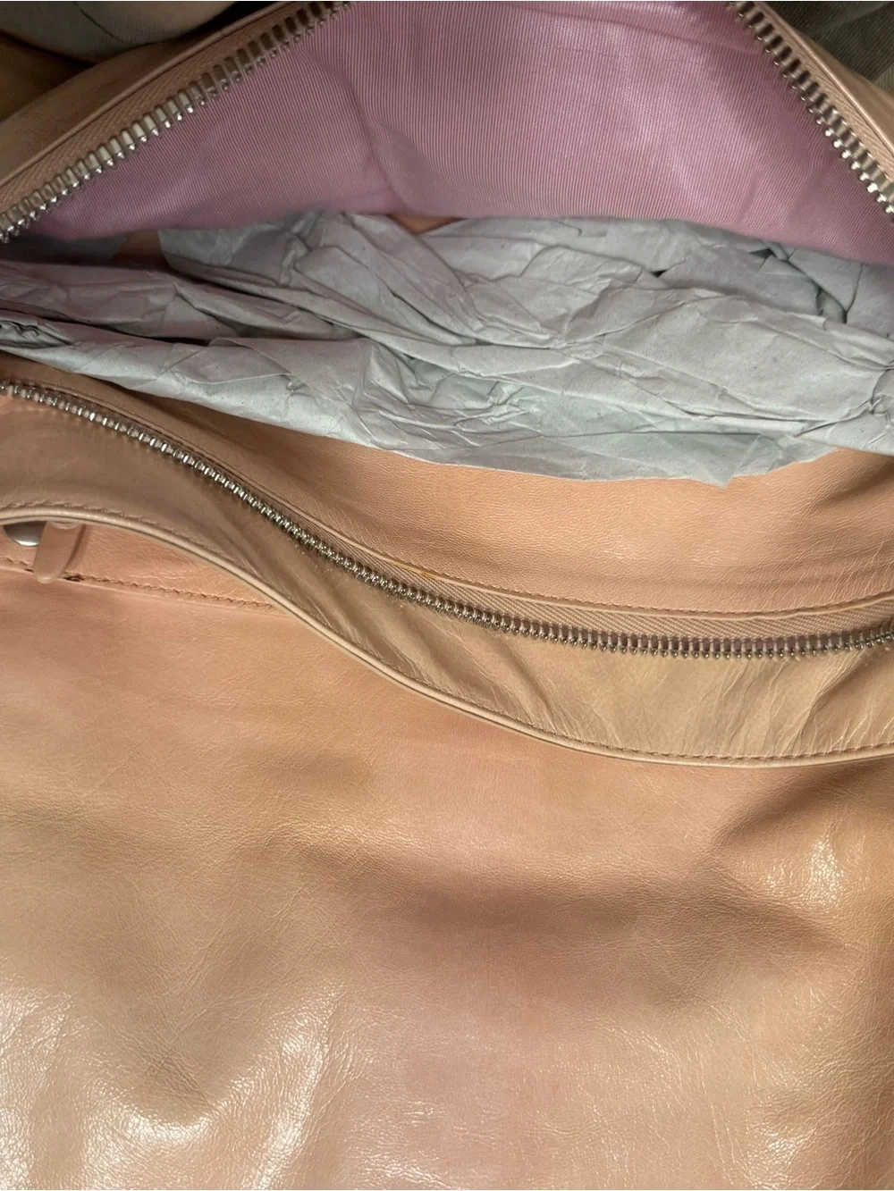 Theory Soft Leather Shoulder Bag in Blush Nude